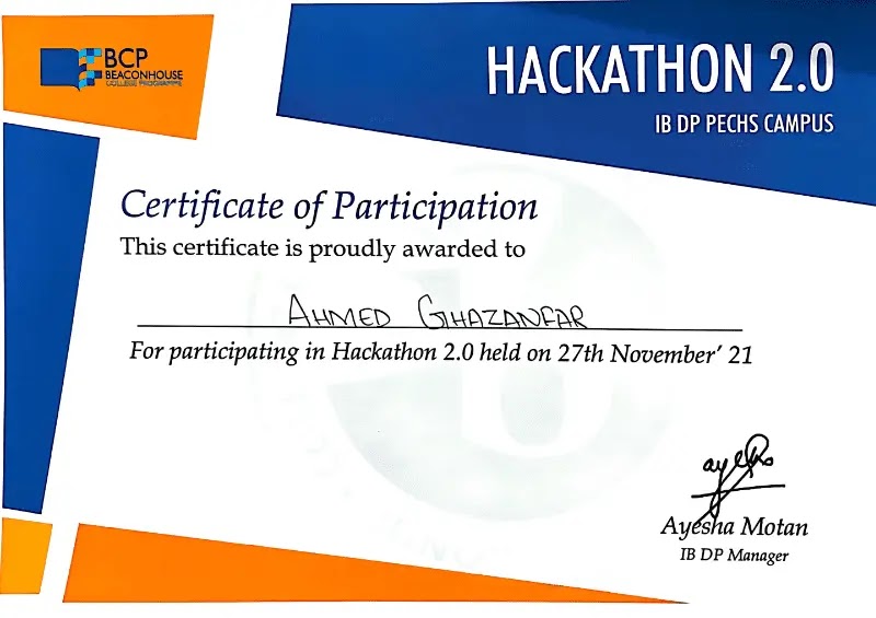 BCP Hackathon Certificate